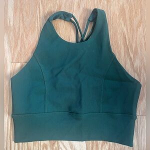 Kyoden Green Ribbed High Neck Sports Bra
